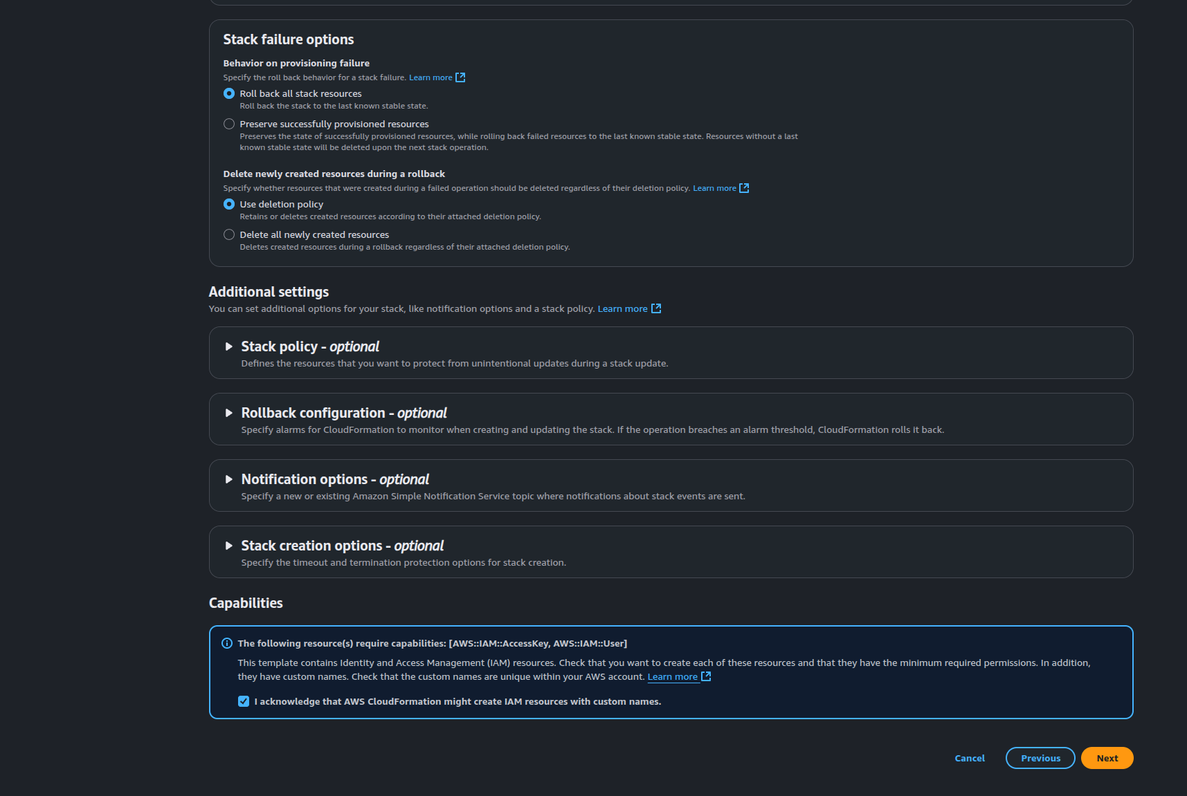 Set IAM capabilities